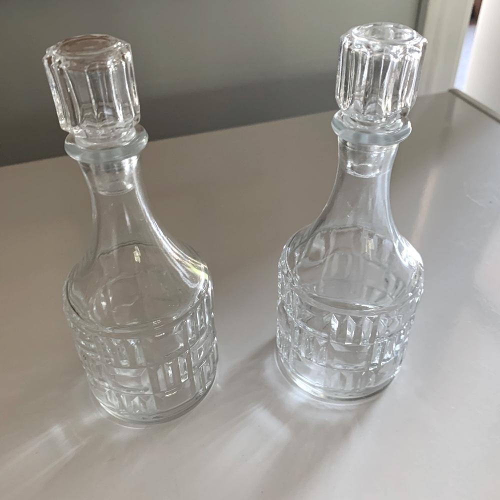 Vintage Clear Glass Cruet Bottles from France